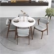 Pemberly Row 5-Piece Mid-Century Dining Set with 4 Fabric Dining Chairs in Grey