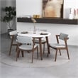 Pemberly Row 5-Piece Mid-Century Dining Set with 4 Fabric Dining Chairs in Grey