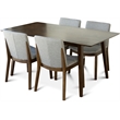 Pemberly Row 5-Piece Mid-Century Dining set with 4 Fabric Dining Chairs in Gray