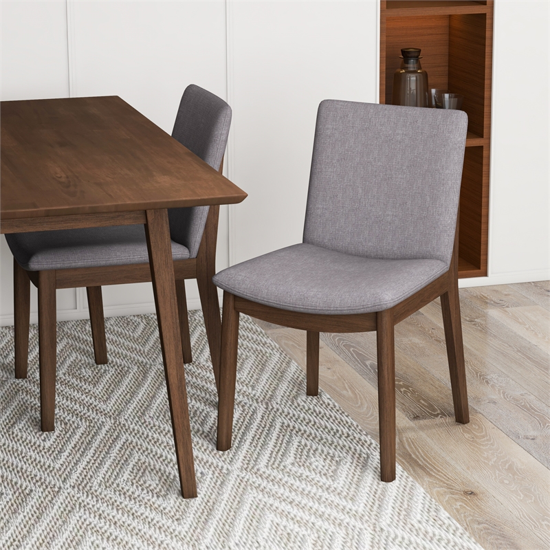 Pemberly Row 5-Piece Mid-Century Dining set with 4 Fabric Dining Chairs in Gray