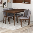 Pemberly Row 5-Piece Mid-Century Dining set with 4 Fabric Dining Chairs in Gray