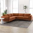 Pemberly Row Mid-Century Velvet Pillow Back Corner Sofa in Burnt Orange