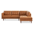 Pemberly Row Mid-Century L-Shaped Leather Right-Facing Sectional in Tan Cognac