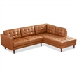 Pemberly Row Mid-Century L-Shaped Leather Right-Facing Sectional in Tan Cognac