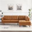 Pemberly Row Mid-Century L-Shaped Leather Right-Facing Sectional in Tan Cognac