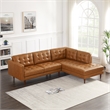 Pemberly Row Mid-Century L-Shaped Leather Right-Facing Sectional in Tan Cognac