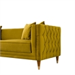 Pemberly Row Velvet Upholstered Rectangular Pillow Back Sofa in Yellow