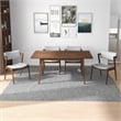 Pemberly Row 5-Piece Mid-Century Dining Set with 4 Fabric Dining Chairs in Gray