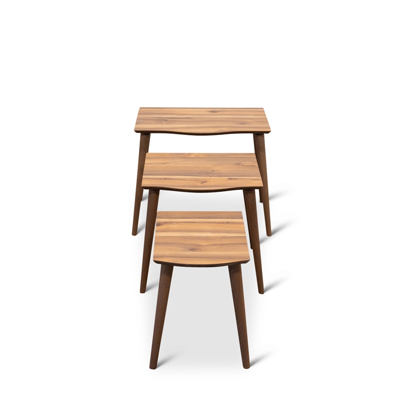 Pemberly Row Mid-Century Rectangular Wood Nesting Tables in Walnut (Set tof 3)