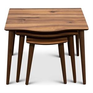 Pemberly Row Mid-Century Rectangular Wood Nesting Tables in Walnut (Set tof 3)
