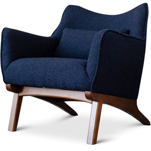 pemberly row mid-century tight back boucle fabric upholstered armchair in blue