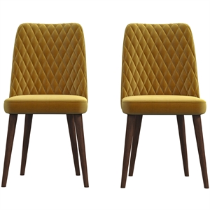 Pemberly Row 36&quotH Mid-Century Velvet Dining Chair in Gold (Set of 2)