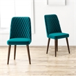 Pemberly Row Mid-Century Velvet Dining Chair in Turquoise (Set of 2)