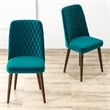 Pemberly Row Mid-Century Velvet Dining Chair in Turquoise (Set of 2)