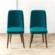 Pemberly Row Mid-Century Velvet Dining Chair in Turquoise (Set of 2)