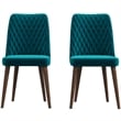 Pemberly Row Mid-Century Velvet Dining Chair in Turquoise (Set of 2)