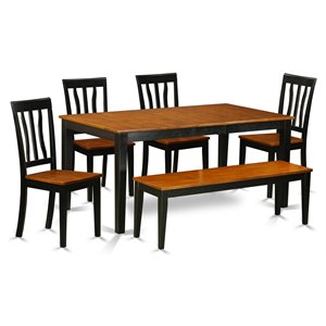 Pemberly Row 6-piece Wood Dining Table Set in Black/Cherry