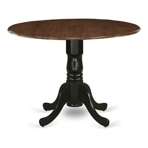 pemberly row wood dining table with 2 drop leaves in walnut/black