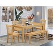 Pemberly Row 6-piece Wood Dining Room Set with Bench in Oak