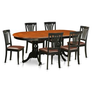 Pemberly Row 7-piece Dining Set with Leather Chairs in Cherry