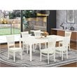 Pemberly Row 7-piece Wood Dinette Table Set in Linen White
