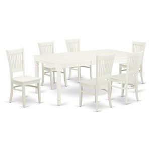 pemberly row 7-piece wood dinette table set in linen white