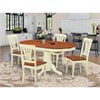 Pemberly Row 5-piece Dining Set with Wood Seat in Buttermilk/Cherry