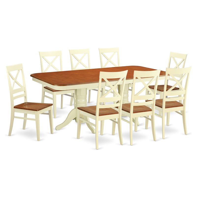 Pemberly Row 9-piece Wood Dining Table and Chairs in Cherry