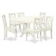 Pemberly Row 7-piece Wood Dining Set with X back Chairs in White