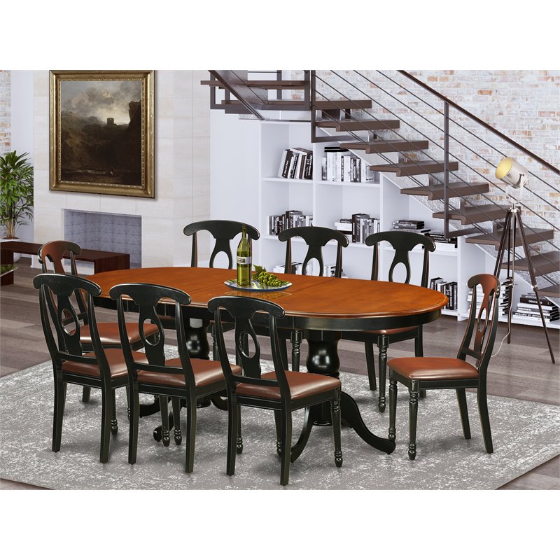 Pemberly Row 9-piece Wood Dining Room Set in Black/Cherry