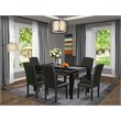 Pemberly Row 7-piece Wood Dining Set with Leather Seat in Black