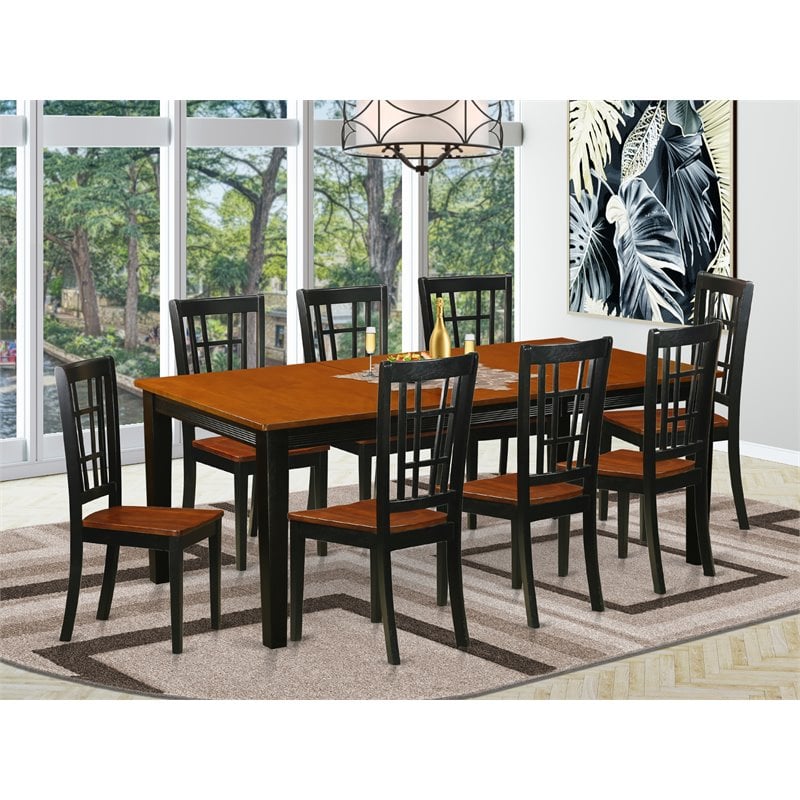 Pemberly Row 9-piece Wood Table and Dining Chairs in Black/Cherry