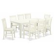 Pemberly Row 9-piece Wood Table and Dining Chair Set in Linen White