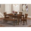 Pemberly Row 6-piece Wood Dining Set with Bench in Espresso