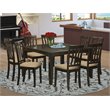Pemberly Row 9-piece Dining Set with Fabric Seat in Cappuccino
