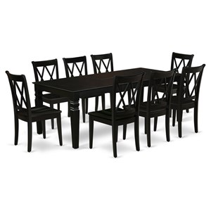 Pemberly Row 9-piece Wood Dining Table Set in Black
