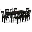Pemberly Row 9-piece Wood Dining Table Set in Black