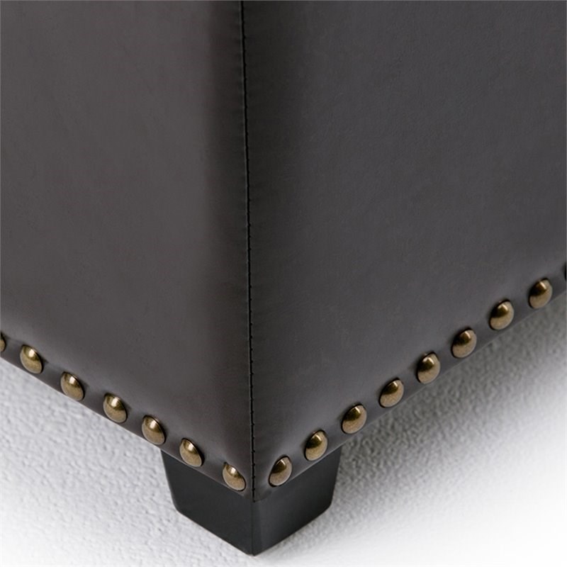 Pemberly Row Contemporary Solid Wood Storage Bench in Brown