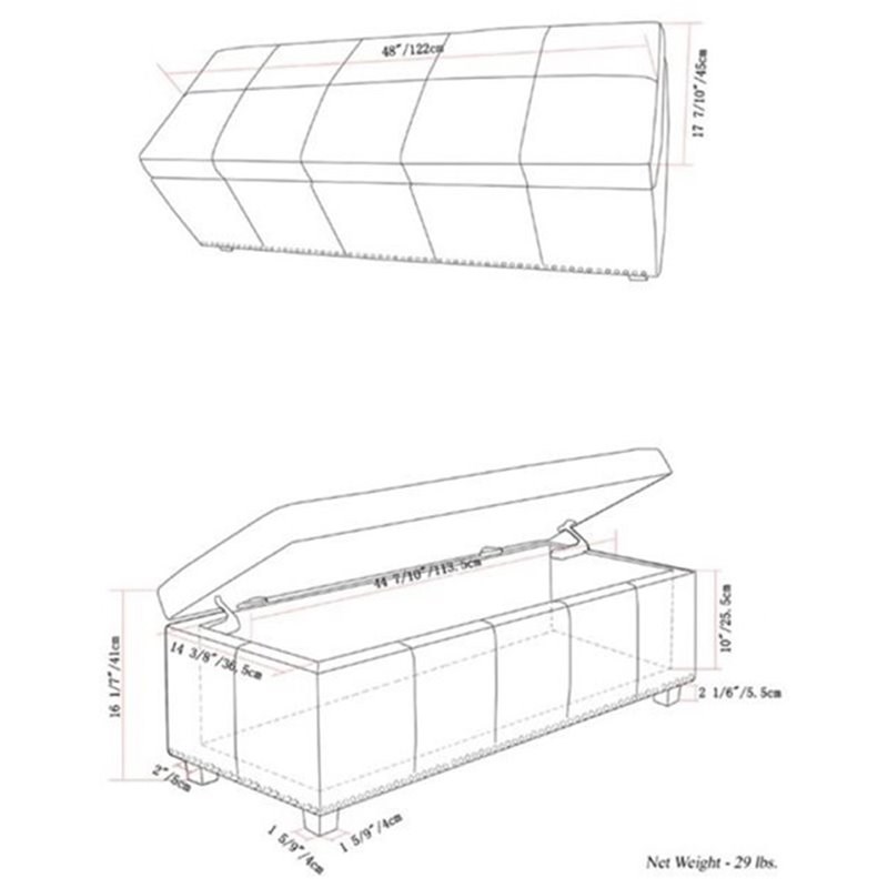 Pemberly Row Mid-Century Solid Wood Storage Bench in Natural