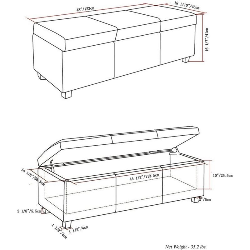 Pemberly Row Mid-Century Solid Wood Storage Bench in Cloud Gray