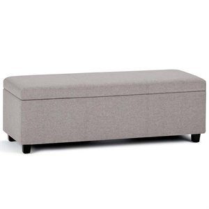 Pemberly Row Mid-Century Solid Wood Storage Bench in Cloud Gray