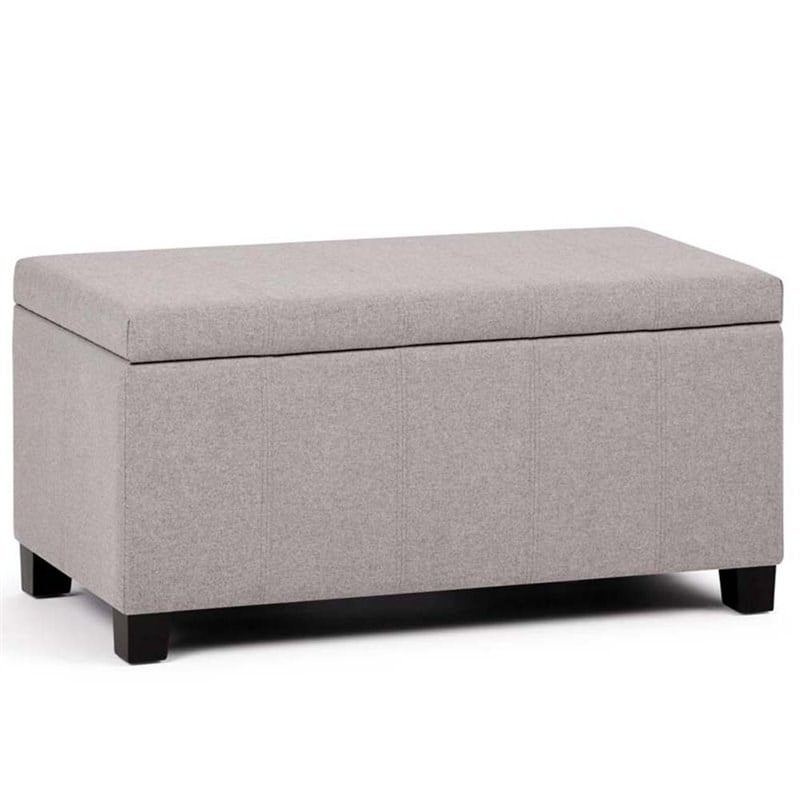 Pemberly Row Mid-Century Solid Wood Storage Bench in Cloud Gray