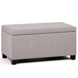 Pemberly Row Mid-Century Solid Wood Storage Bench in Cloud Gray