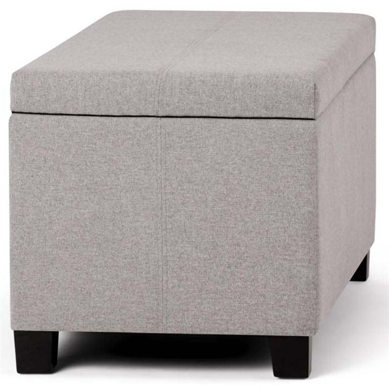 Pemberly Row Mid-Century Solid Wood Storage Bench in Cloud Gray