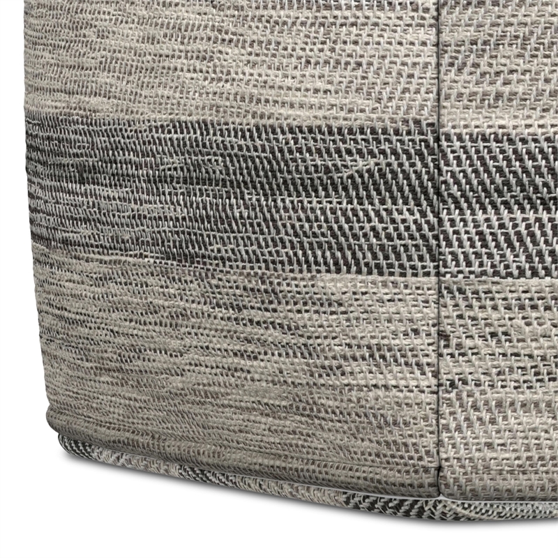 Pemberly Row Transitional Boho Square  Fabric Pouf in Gray Melange Cotton