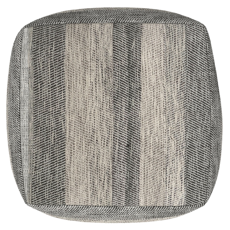 Pemberly Row Transitional Boho Square  Fabric Pouf in Gray Melange Cotton