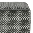 Pemberly Row Modern Boho Square Fabric Woven Pouf in Gray and White