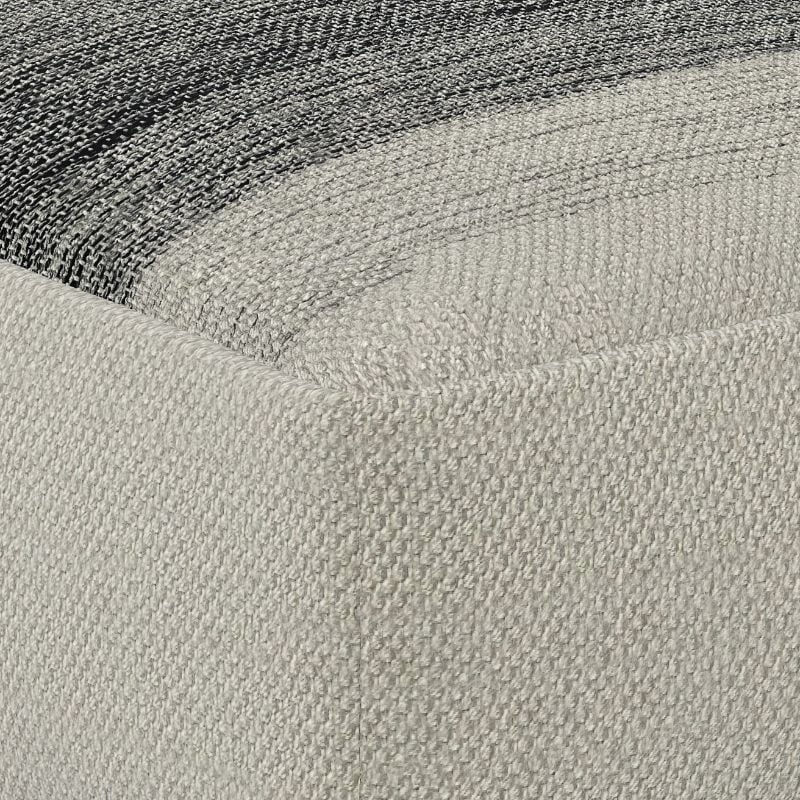 Pemberly Row Modern Boho Square Fabric Woven Pouf in Gray and White