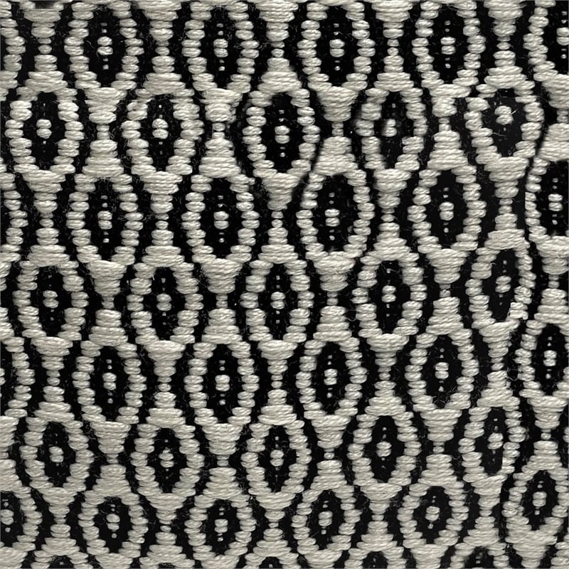 Pemberly Row Modern Boho Square Fabric Woven Pouf in Black and White