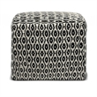 Pemberly Row Modern Boho Square Fabric Woven Pouf in Black and White